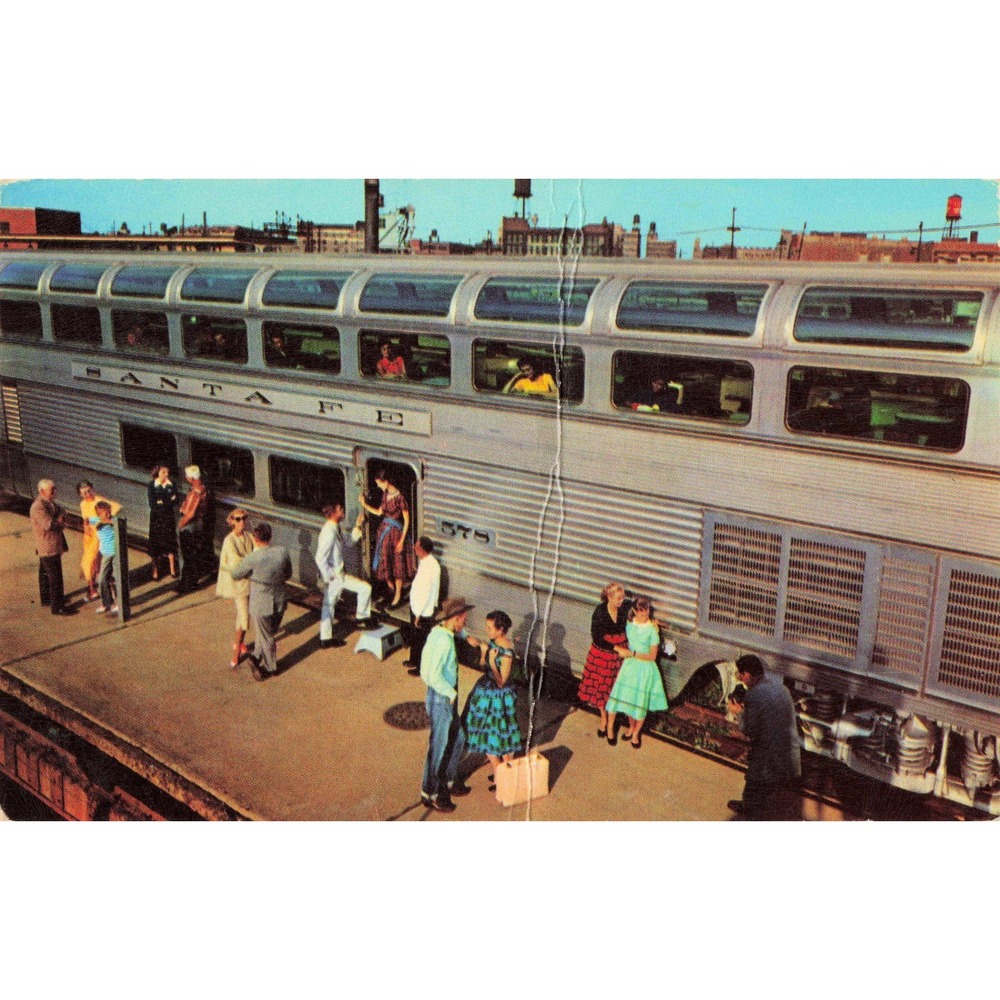 Vintage 1964 Santa Fe El Capitan Hi-Level Dome Car Postcard Fred Harvey Train